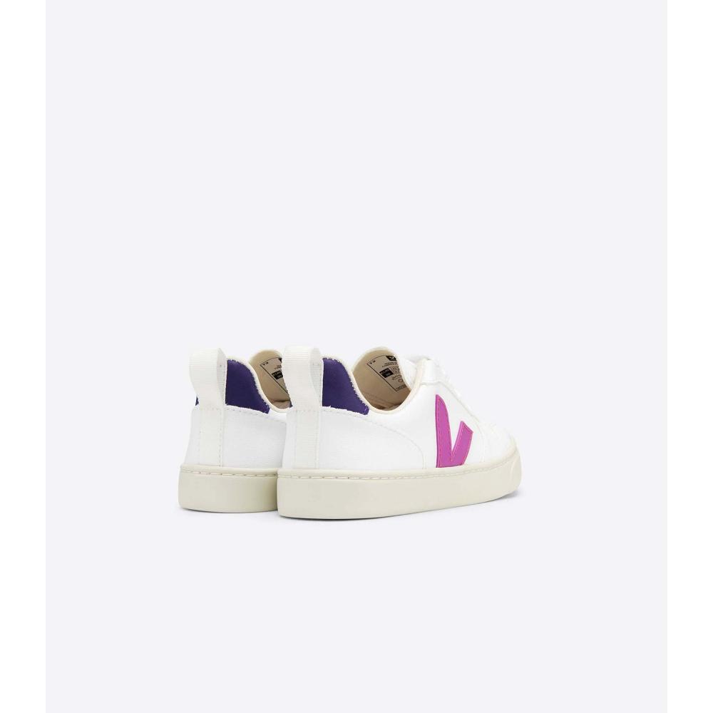 Veja V-10 LACES CWL Kids' Shoes White/Purple | NZ 793MQZ